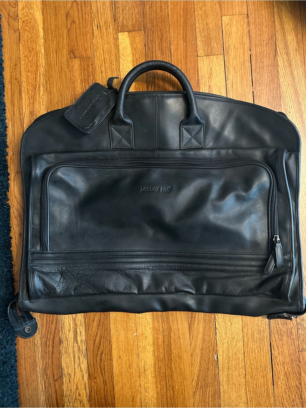 Vintage London Fog Black Leather Garment Bag - Mens Travel Bag
